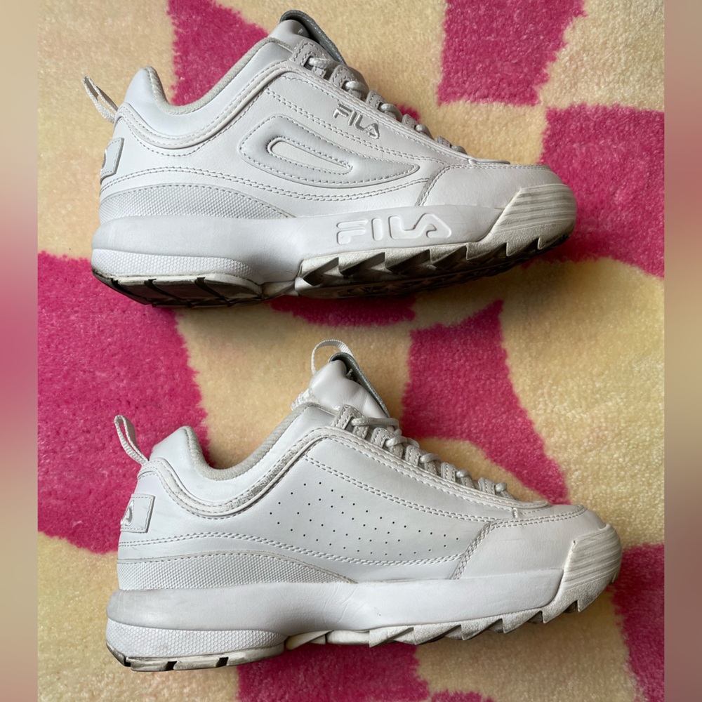 White FILA Disruptors